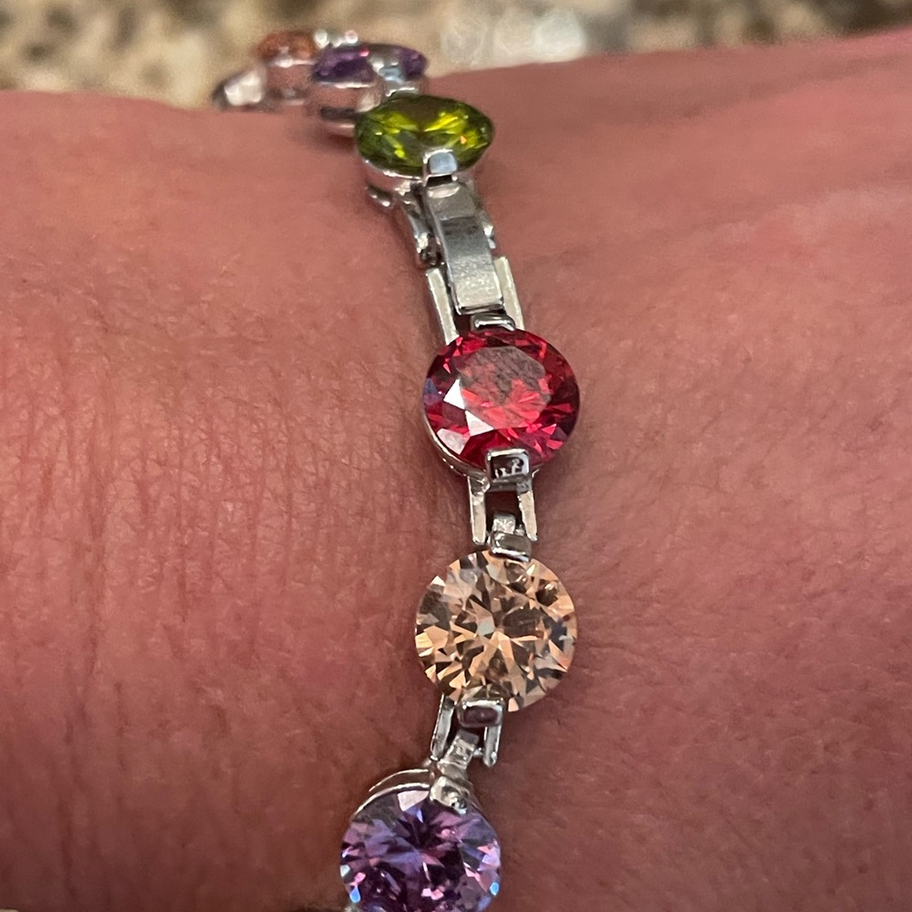 Sterling Silver And Multicolored Lab Created Gems… - image 4